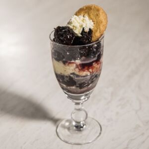 Great-Grandmother Ida’s Stewed Prunes and Mascarpone, by Koval Distillery. | Ashlee Rezin/Sun-Times