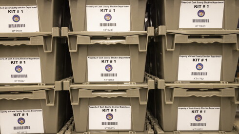 Views of the Cook County Elections Processing Center in Cicero on Tuesday.