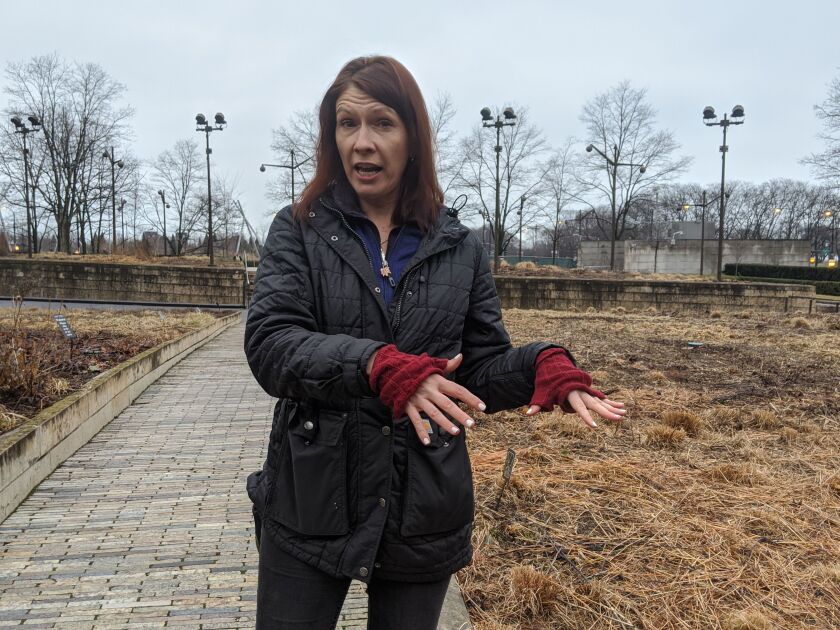 Director Laura Ekasetya explains some of the late winter work starting at Lurie Garden. Credit: Dale Bowman