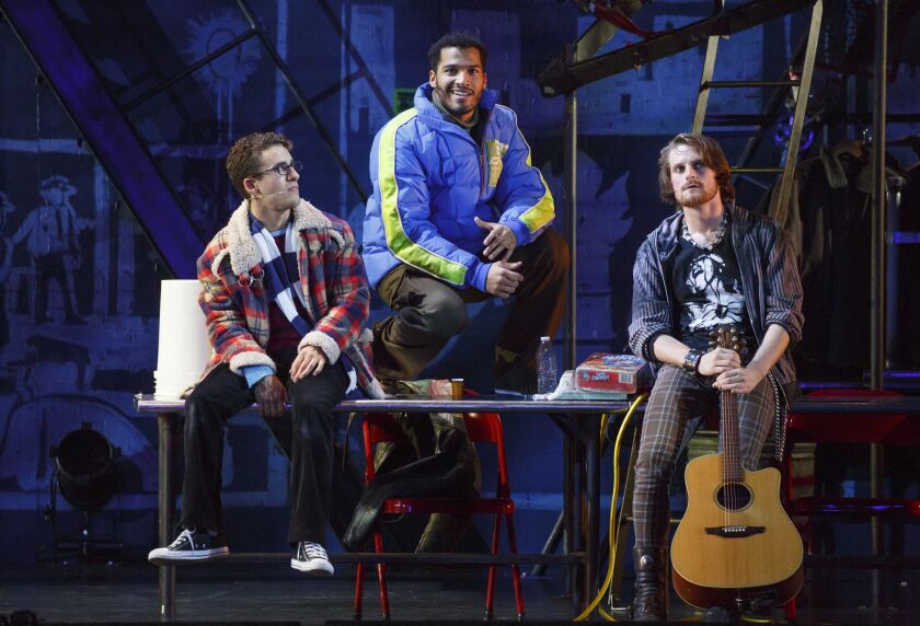 Danny Harris Kornfeld (from left), Christian Thompson and Kaleb Wells star in the 20th anniversary national touring production of “Rent.” | Photo: Carol Rossegg