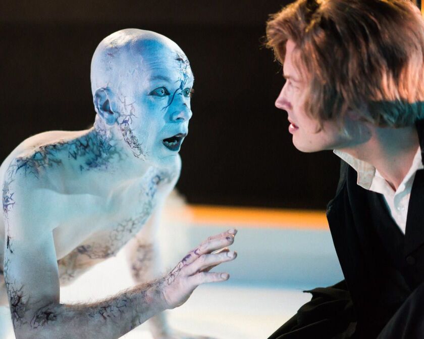 Nick Sandys (left) and Greg Matthew Anderson in Remy Bumppo’s production of “Frankenstein.” | Joe Mazza / Brave Lux