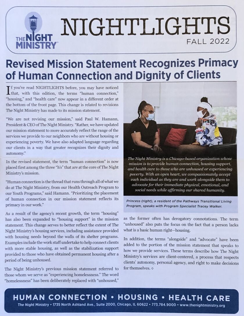 The Night Ministry’s latest newsletter.