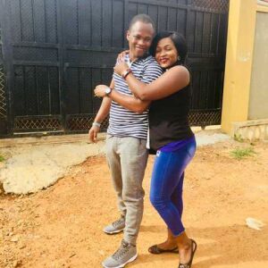 Celestine Mugisha and his wife, Winniefred Akello, in Mbarara, Uganda in November 2018 when Mugisha traveled to Africa to provide Akello’s family with the wedding dowry.