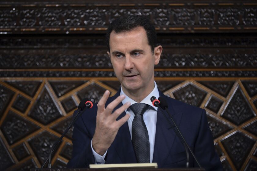 Syrian President Bashar Assad’s government came under mounting international pressure after a chemical attack in northern Syria, with even key ally Russia saying its support is not unconditional. |<br>SANA photo, distributed by the Associated Press