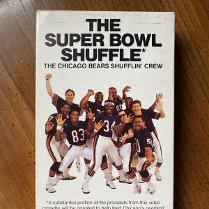 The cover of a VHS copy of the "Super Bowl Shuffle" video.