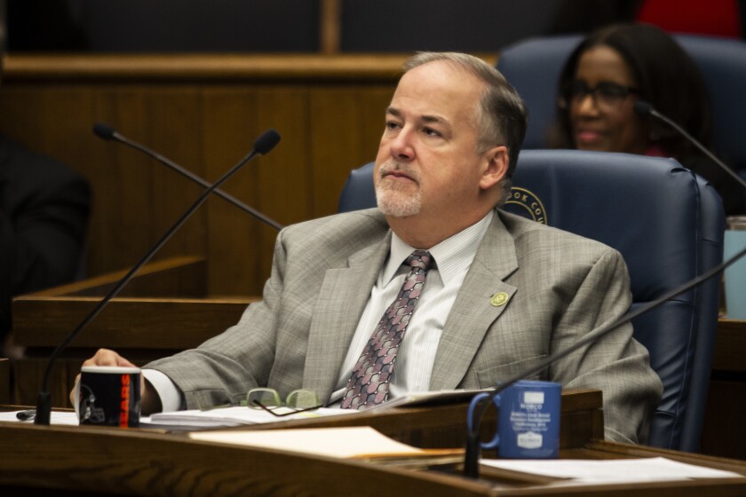 Cook County Commissioner Sean Morrison, pictured at a December 2019 Cook County Forrest Preserve board meeting.