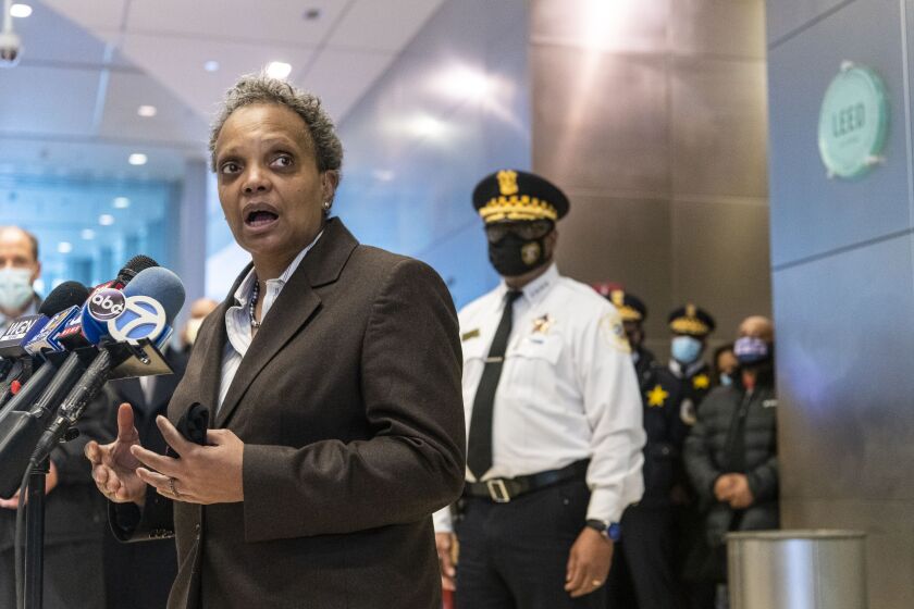 Mayor Lori Lightfoot gives an update on the condition of a police officer who was shot Monday in the 8900 block of South Stony Island Ave.