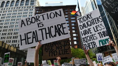 Abortion rights protesters in downtown Chicago on Friday, June 24, 2022.