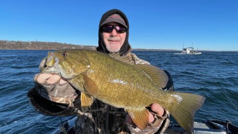 Kevin Tabor, of Riverside, with a 3.-pound. 5 ounce smallmouth bass caught Saturday on an outing with Mike Norris. Provided photo