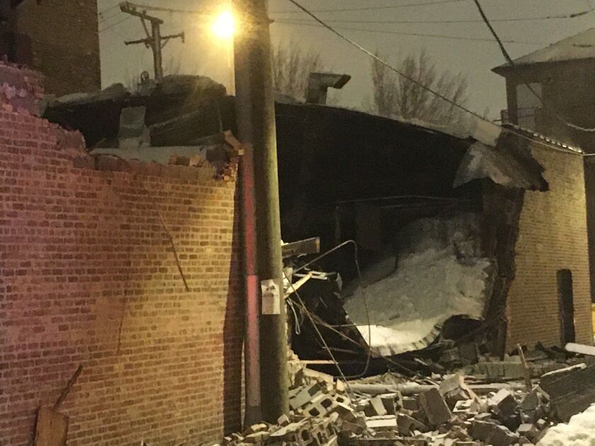 The site of a crumbling building in Bridgeport, Feb. 4, 2021.