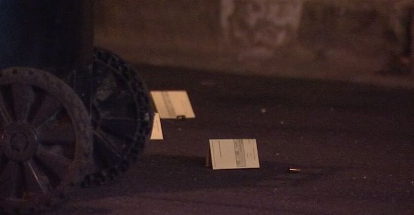 Shell casings are marked at the scene of a South Chicago shooting that left a teenage boy hurt early Thursday. | Network Video Productions