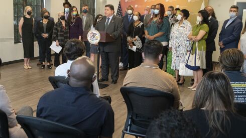 Gov. J.B. Pritzker announces he will call for a special legislative session to protect reproductive health rights after news of the Supreme Court overturning Roe v. Wade on Friday.