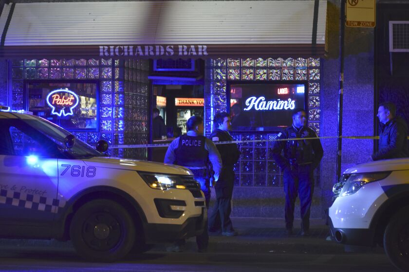 Police investigate Friday after 23-year-old Kenneth Paterimos was fatally stabbed near Richard’s Bar, 491 N. Milwaukee Ave., in West Town.
