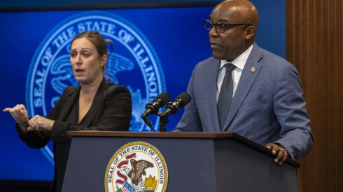 Illinois Attorney General Kwame Raoul discusses President Donald Trump’s cuts to essential programs nationwide, including Illinois, Tuesday, Jan. 28, 2025.