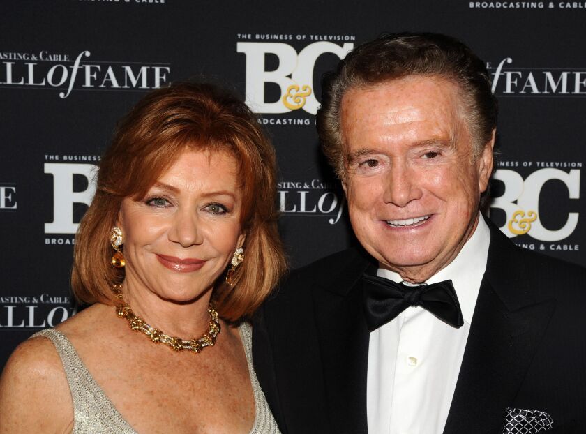 Regis Philbin and his wife Joy Philbin attend the 20th anniversary of The Broadcasting & Cable Hall of Fame, in New York in 2010.