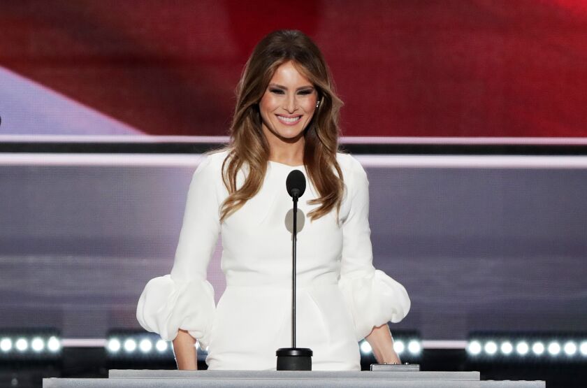 Melania Trump, wife of Presumptive Republican presidential nominee Donald Trump, delivers a speech on the first day of the Republican National Convention on July 18, 2016 at the Quicken Loans Arena in Cleveland, Ohio. | Alex Wong/Getty Images