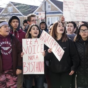 Students from Hancock High School walk out of class last month to protest gun violence. | Ashlee Rezin / Sun-Times file photo