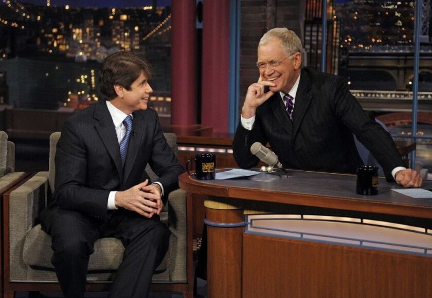 Rod Blagojevich chats with David Letterman in 2009. | CBS