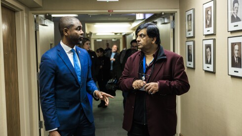 State Rep. La Shawn K. Ford (left) at West Suburban Medical Center with Dr. Manoj Prasad.