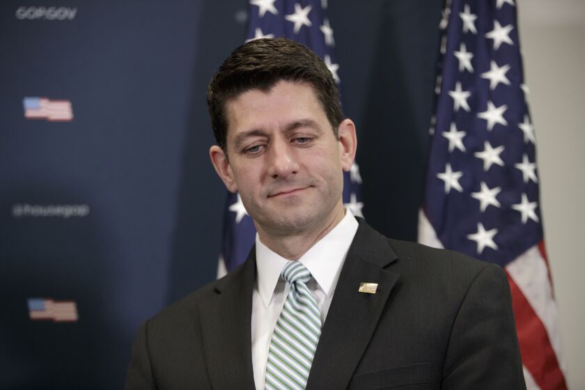 House Speaker Paul Ryan of Wis. pauses during a news conference on Capitol Hill Tuesday. Ryan said Republicans are talking about reviving the failed health care bill, but said it would be premature to say where the legislation stands or how much support i