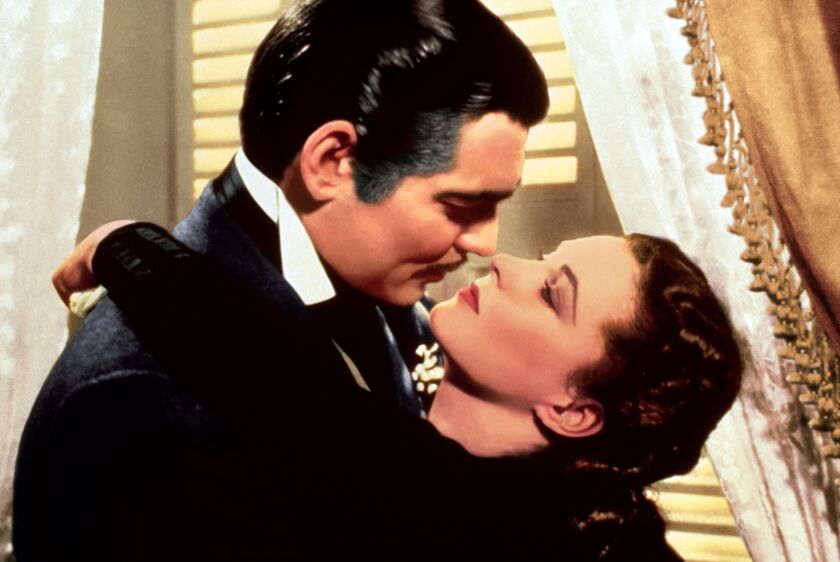 Clark Gable and Vivien Leigh are shown in a scene from “Gone with the Wind.”