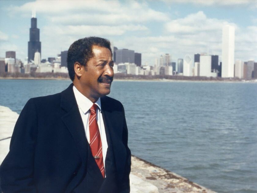 Chicago Mayor Eugene Sawyer along the city’s lakefront. January 15, 1989. Photo by Antonio Dickey.