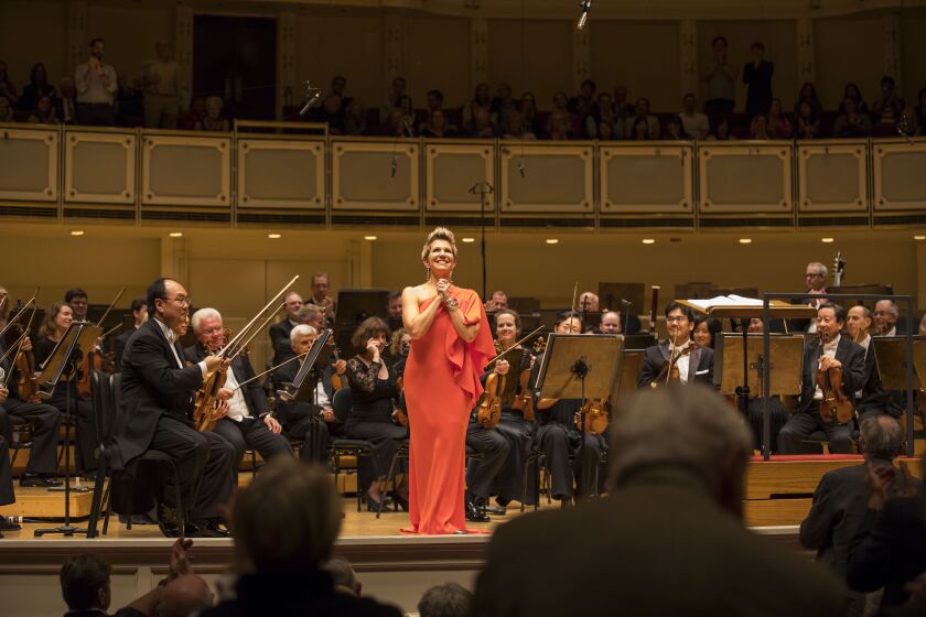 Mezzo-soprano Joyce DiDonato takes a bow after performing “Le canzone dei ricordi” (“The song of memories”) with the Chicago Symphony Orchestra. (Photo: Todd Rosenberg Photography)