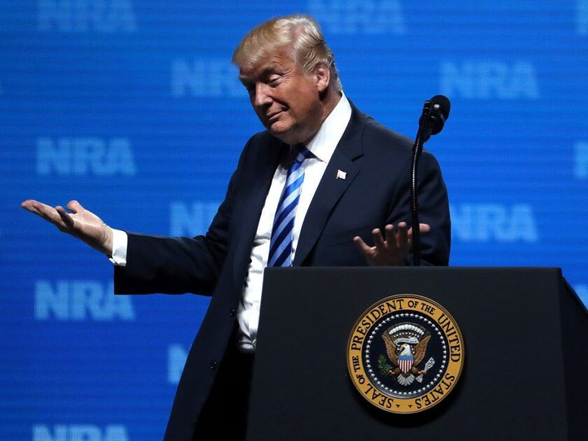 President Donald Trump speaks at the NRA-ILA Leadership Forum during the NRA Annual Meeting. (Photo by Justin Sullivan/Getty Images)
