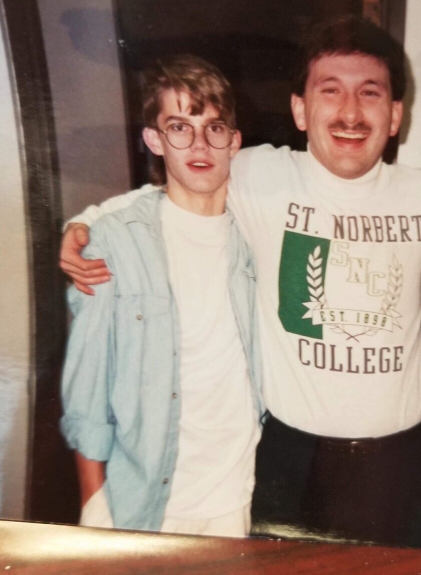Nate Lindstrom as a teenager with the Rev. James W. Stein, a Norbertine priest who later was convicted twice of sex crimes.