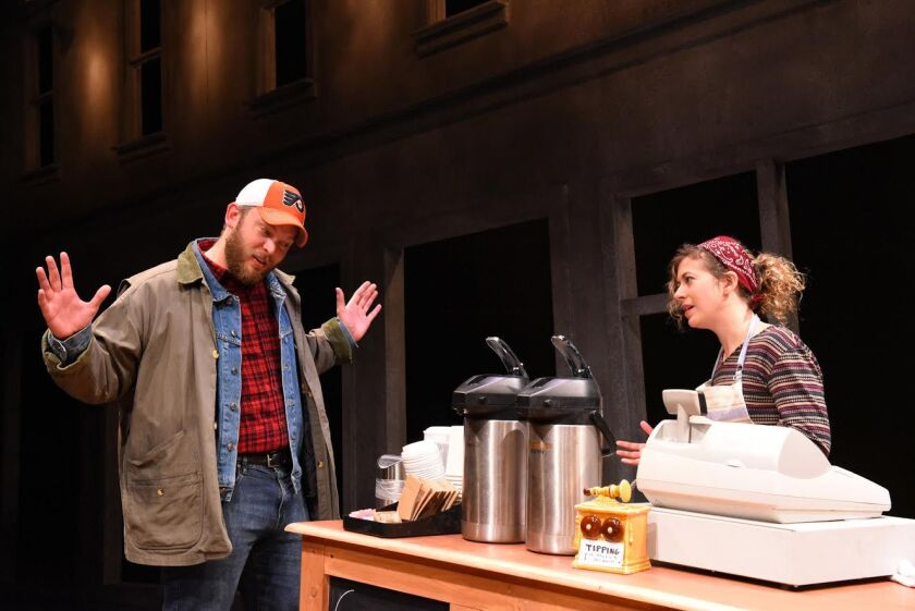 Steve Peebles plays Jamie and Daniela Colucci is Mary in the Shattered Globe Theatre production of “Five Mile Lake.” | Evan Honover