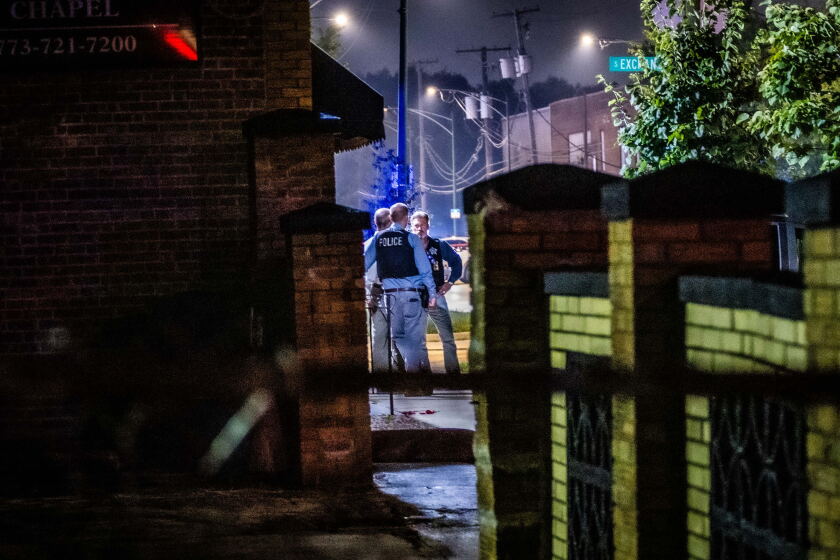 Police investigate in the 2900 block of East 95th Street on the South Side, Thursday, Aug. 6, 2026.