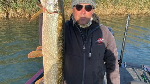 Duncan Kopp-Richardson holds a big northern pike caught during a bass tournament on Lake Calumet. Provided photo