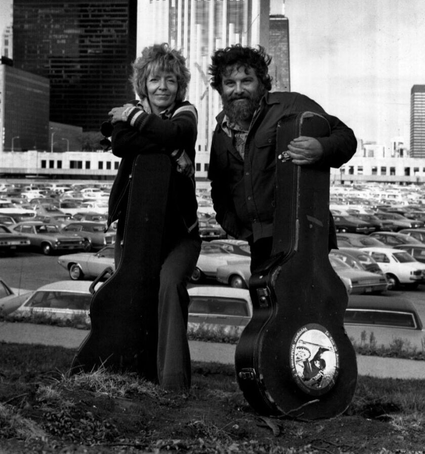 Jo Mapes with her friend and fellow folk singer Bob Gibson in 1974. | File photo