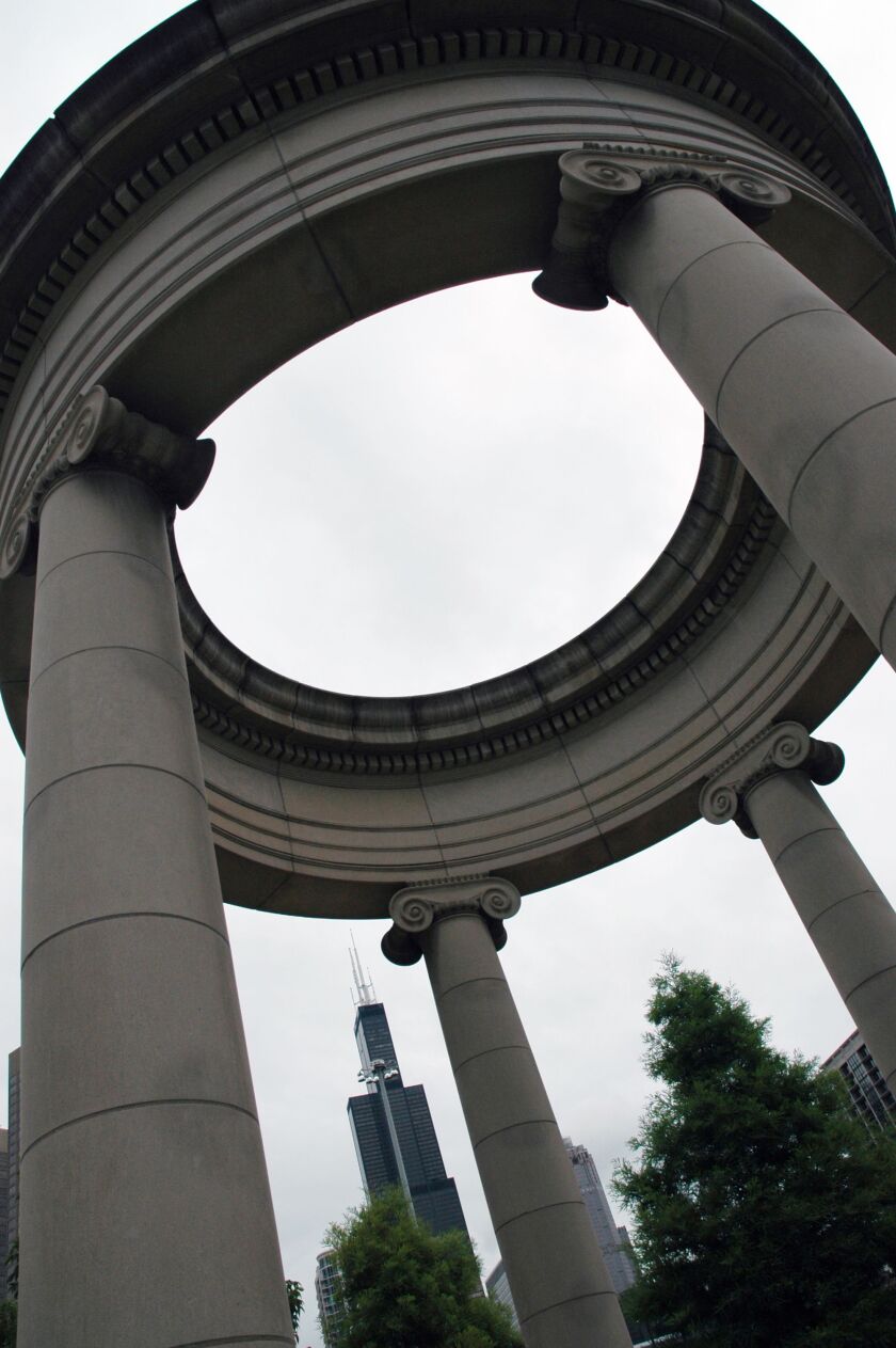 A pavilion on Halsted Street featuring ionic columns, one of the three columns from classical Greek architecture. | Sun-Times Archives.