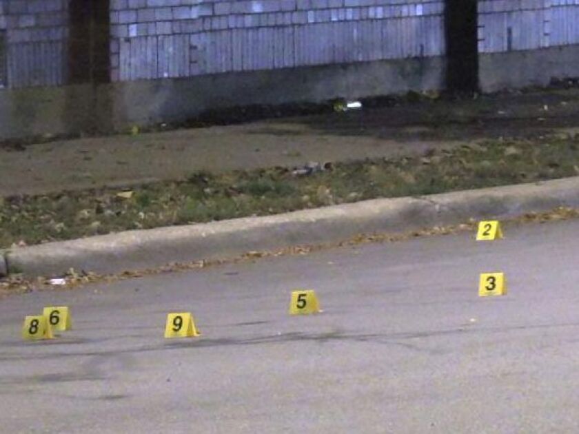 Police investigate a shooting about 2:30 a.m. Tuesday, October 16, 2018 in the 4300 block of West Fifth Avenue in Chicago. | Justin Jackson/ Sun-Times