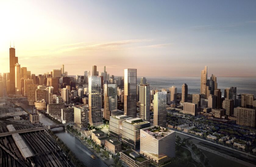A rendering of what The 78 along the Chicago River could look like in coming years.