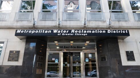 The exterior of the Metropolitan Water Reclamation District of Greater Chicago’s offices. During the pandemic, John Sudduth held chief information officer jobs at both the Metropolitan Water Reclamation District of Greater Chicago and a medical board, double-dipping that went undetected.