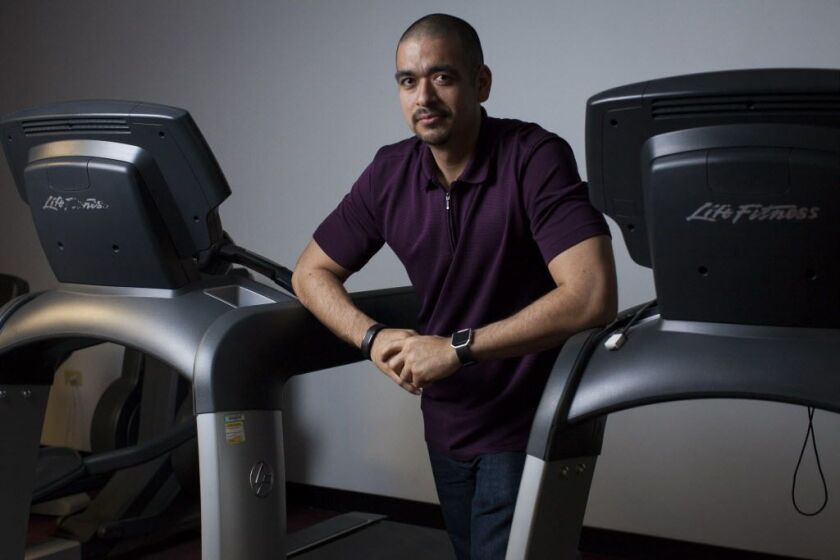 Jaime Diaz, pictured in the exercise room where he attended weekly sessions when he began the Elm program at Rush University Medical Center’s Triangle Office Building, on Thursday, March 24, 2017. | Michelle Kanaar/For the Sun-Times