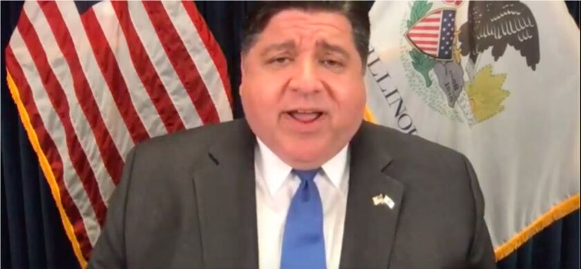 Gov. J.B. Pritzker delivers testimony by video stream to the U.S. House Committee on Homeland Security on Wednesday.