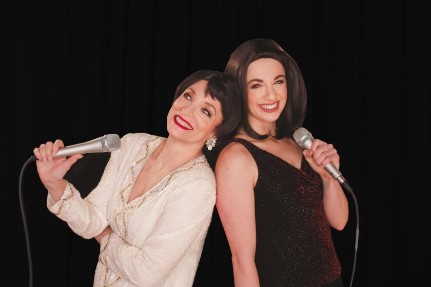 Nancy Hays and Alexa Castelvecchi star in the Greenhouse Theater Center’s “Judy & Liza, Once in a Lifetime: The London Palladium Concert — A Tribute,” an homage to the iconic 1964 concert with Judy Garland and her 18-year-old daughter Liza Minnelli. 