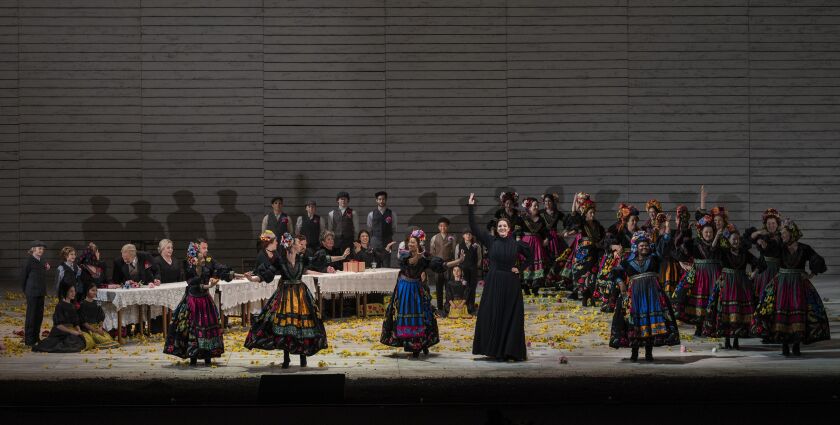 Lise Davidsen as Jenůfa and the company of Lyric Opera’s production of “Jenůfa.”