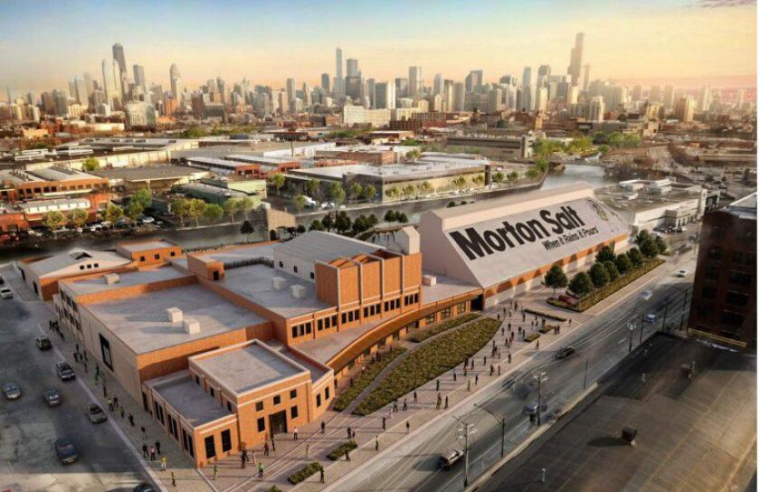 A rendering of plans for a redeveloped Morton Salt building at 1357 N. Elston Ave.