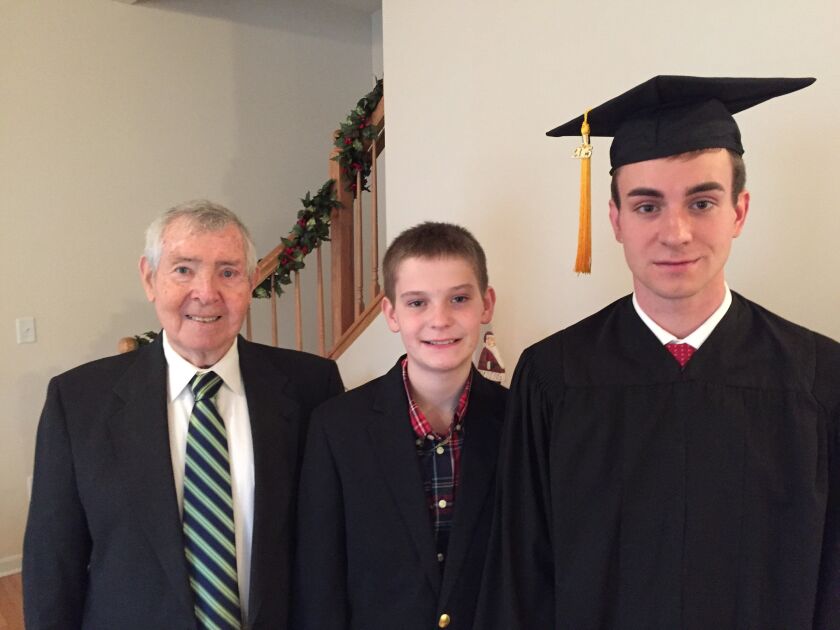Pete O’Brien with grandsons Quinn and Ryan Minato, as they celebrated Ryan’s graduation from Northern Illinois University in 2015.