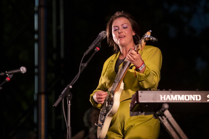 Angel Olsen performs at the Red Stage at Pitchfork Music Festival.
