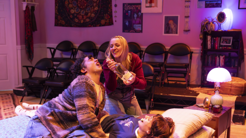 Brandon Acosta as Taylor (M), Jordan Levene as Taylor (F) and Piper Jean Bailey as Natasha in "Adolescent Salvation" at Theater Wit.