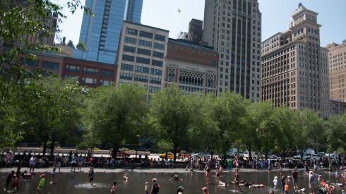 The Crown Fountain at Millennium Park in downtown Chicago
