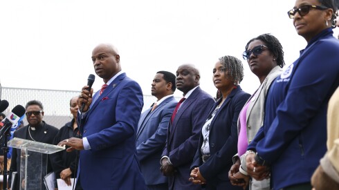 Illinois House Speaker Emanuel "Chris" Welch speaks about ICE operations and protesters rights during a press conference outside the Immigration Detention Center at 1930 Beach St. in Broadview, Monday, Oct. 13, 2025.
