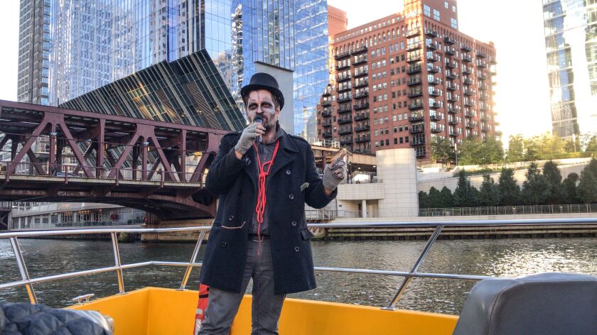Costumed guides will lead you on a unique tour of Chicago aboard a Seadog’s Haunted River Tour.