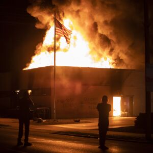 The Wisconsin Department of Corrections’ Community Corrections Division at 1212 60th St. in Kenosha was one of several businesses to burn during the second night of unrest after police shot Jacob Blake, Monday night, Aug. 24, 2020.