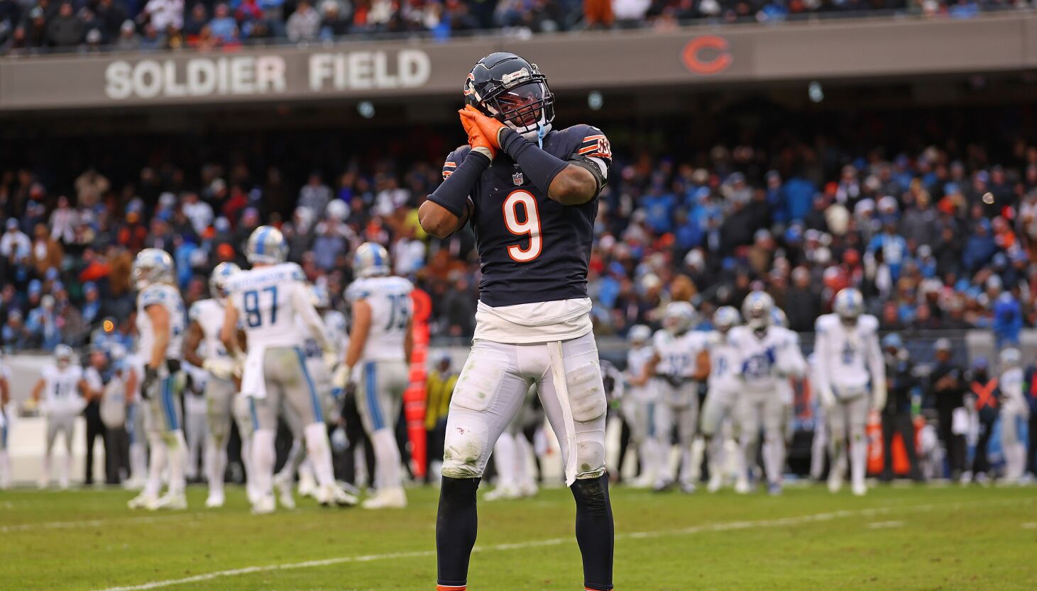 NextImg:Jaquan Brisker sets Bears DB record with 17 tackles vs. Lions